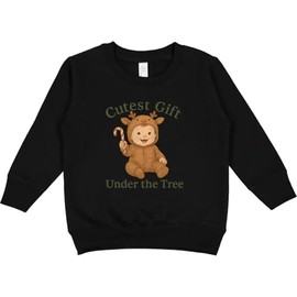 inktastic Cutest Gift Under the Tree Baby Reindeer Toddler Sweatshirt 2T Black 46c6a