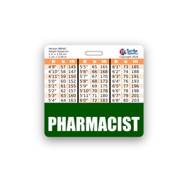 Pharmacist Badge Buddy Horizontal w/Height & Weight Conversion Charts (Standard, Hunter Green)