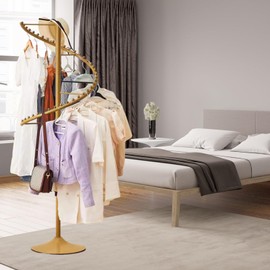 BIFCIOFH Spiral Rotating Clothing Rack, 38 Ball Heavy Duty Garment Rack, Standing Metal Sturdy Freestanding Hanger For Boutique Bedroom Space Saving (Color : Gold, Size : 180cm)