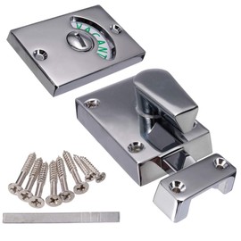 Door Lock Indicator, Toilet Bathroom Lock Vacant/Engaged Chrome Latch, Indicating Occupied, DeadBolt Privacy Partition Door Lock Latch for Bathroom WC Public Restroom Toilet