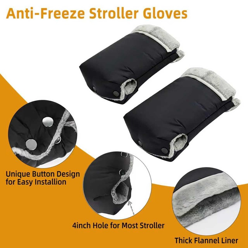 Stroller Hand Muff Gloves, Waterproof Handlebar Mitts with Fleece Lining,