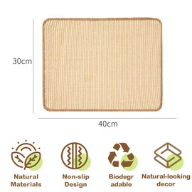 Orizizhic 2 Stück Kratzmatte für Kaninchen, 40×30cm Kratzmatte Katze Kauspielzeug Nagerteppich Kaninchen Krallen und Zahnpflege Haustierkäfig Matten für Käfige Bettwäsche zum Beißen Schlafen (Beige)