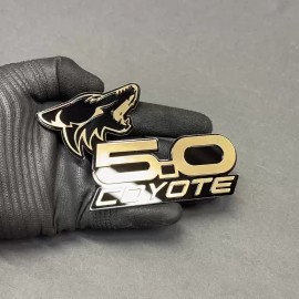 usa Standard COYOTE 5.0 Emblem Badges GOLD On BLACK EDITION Fender Angry Aggressive Racing