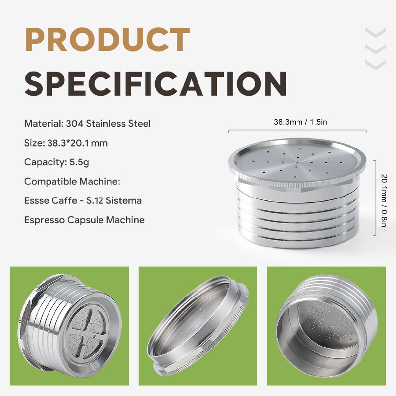 Stainless Steel Coffee Capsule Reusable Coffee Pods Eco Friendly Refillable