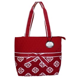 SazyBee 3 Piece Diaper Tote Bag Set - Custom Embroidery Available (Embroidered Name Burgundy Medallions)
