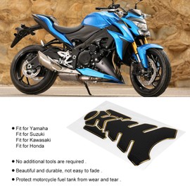Motorcycle Tank Pad, 3D Motorcycle Tank Protection Gas Oil Fuel Tank Sticker Sticker Black (Black Gold)