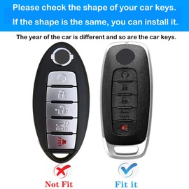 Kirsnda key fob cover case with Metal keychain compatible with nissan,Soft TPU Protection key Shell/skin,5 Buttons fit 2023 2024 Pathfinder Rogue Remote Key(White Silver)