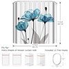 LIVETTY Blue Floral Fabric Shower Curtains Water Mould Proof 180x180cm