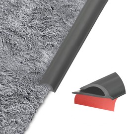 Flexible Carpet Edge Trim – Self-Adhesive Waterproof Cuttable Safety Edging for Thick Rugs &Mats, Peel & Stick Floor Transition Strip, For High-Traffic Areas (Fits Carpets Up to 15mm Thick,Black-10Ft)