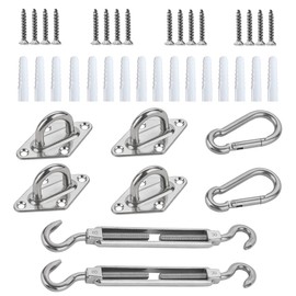 BACKYARD EXPRESSIONS PATIO · HOME · GARDEN 913588, Stainless Steel Hardware Kit for Triangle Square Rectangle Sun Shade Sail Installation for Garden, Patio, Lawn-Backyard Expressions, Silver