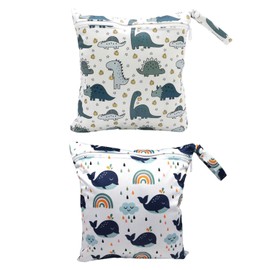 Pack of 2 Baby Products Storage Bags with Cartoon Print, Cute Graffiti Storage Bags, Reusable Storage Bags
