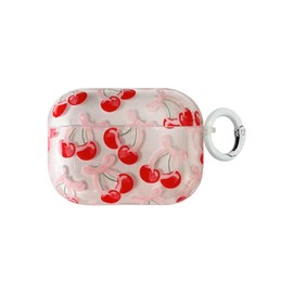 Cute Cherry Bow Glitter Case for AirPods 4th Generation with Lock,Coquette Fruit Retro Trendy y2k Stylish Cool Girls Women Slim Protective Cover for Airpod 4