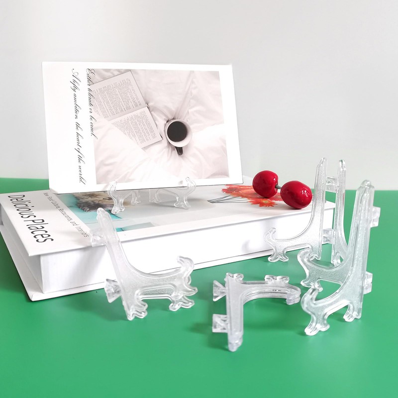 Cretty-Meet 12pcs 3" Mini Clear Plastic Easels, Little Display Stands