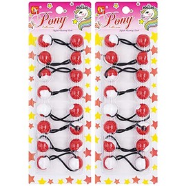 16 Pcs Hair Ties 20mm Ball Bubble Ponytail Holders Colorful White Two Tone Elastic Accessories for Kids Children Girls Women All Ages (Red)