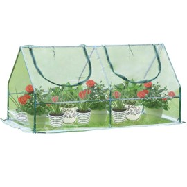 BPS Mini Greenhouse with PVC Cover, Portable Outdoor Hot House for Plants with 2 Zipper Doors, Transparent, 6' x 3' x 3'