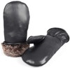 Zavelio Unisex Premium Shearling Sheepskin Fur Lined Leather Mittens, Black,
