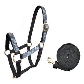 Tahoe Tack Patterned Nylon Mini Horse Halters with Padded Noseband and Matching 7’ Soft Grip Lead Rope