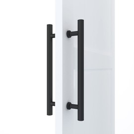 JUBEST 15 13/16 inches Rough Finish Matte Black Stainless Steel Pipe Handle Pull Set for Sliding Barn Door