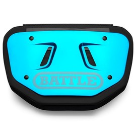 Battle Sports Chrome Football Back Plate – Hard Shell Lower Back Protector with Contoured Foam for High-Impact Protection - Youth, Blue/White Chrome