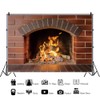 OERJU 7x5ft Red Brick Wall Fireplace Backdrop Burning Firewood Blazing