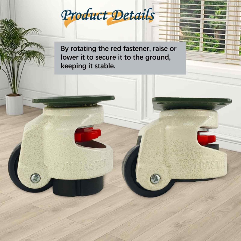 YuYBrightmi 4 Pcs 40F Leveling Machine Caster, Top Plate Leveling