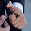 FEYIR 9 Pcs Men's Stainless Steel Vintage Signet Ring Square