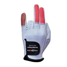 Ever-Bright Men's Golf Gloves OptiColors Premium Leather Golf Gloves .… (Red Brown, Left Large)