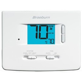 Braeburn Single-Stage Dual Powered Non-Programmable Thermostat, White, 2" LCD Display, Battery & Hardwired, 24V, 1 Heat/1 Cool