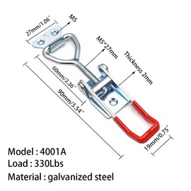 JaBoaRe Toggle Clamp Latch (4001-B) - 6 Pack, Galvanized Steel, Silvery