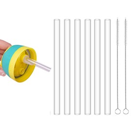 Replacement Plastic Straws for Owala Water Bottle 24oz & 32oz, 6 Drinking Straws with 2 Straw Cleaning Brush, Reusable Clear Straws for Owala Freesip Flip Insulated Stainless Steel Water Bottle