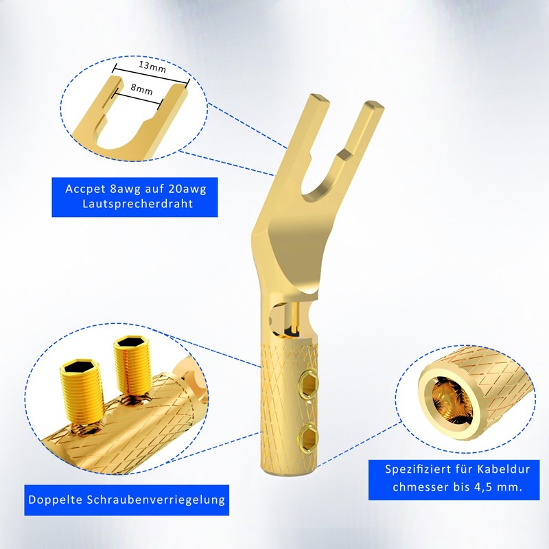 Monosaudio Speaker Fork Connector 8 Pieces Y Flat Connector Screw