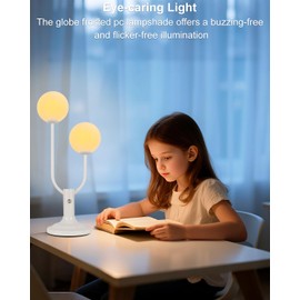 Lightdot Globe Table Lamp for Bedroom Mid Century Modern White Small Desk Lamp Dimmable 3000K Warmwhite Nightstands Lamp Bedside Table Lamp for Living Room Home Office(G9 Bulbs Included)