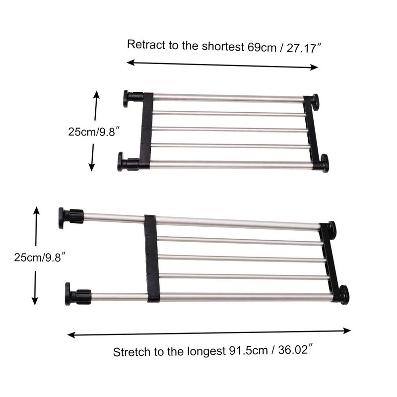BAOYOUNI Expandable Shelf Closet Tension Rod Adjustable Shelving Unit Storage