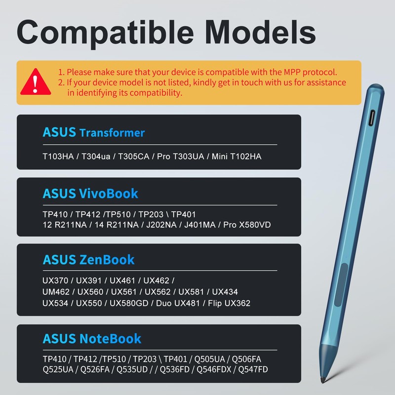 Stylus Pen for ASUS Transformer/Mini/ASUS Zenbook Flip/Pro/ASUS Vivobook Flip/Pro/Duo/ASUS Notebook,