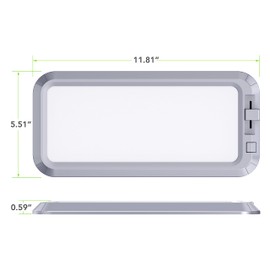 Leisure LED RV LED Ceiling Light 11" x 5" Fixture 700 Lumen with Slide Dimmer Switch Interior Lighting for Car/RV/Trailer/Camper/Boat DC 12V 3000-6000K (1 Pack)