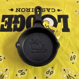 Lodge 3.5-Inch Mini Cast Iron Holiday Skillet, Sleigh Holiday Mini Skillet