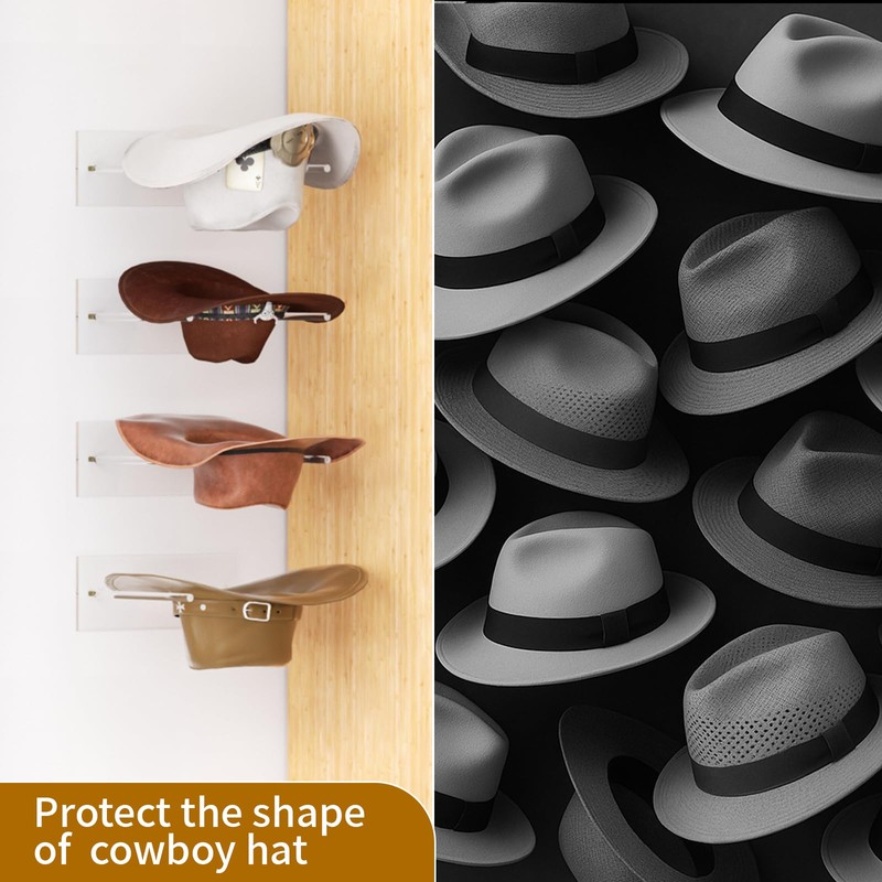 YeWink Clear Acrylic Hat Rack for Wall：2 Pieces with Cowboy