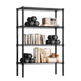 OLIXIS 4 Tier Storage Shelves, Metal Wire Shelving Unit, Adjustable Standing Shelf Organizer for Bathroom Laundry Kitchen Pantry Garage Basement Utility Room, 13.8" D x 35.4" W x 54" H