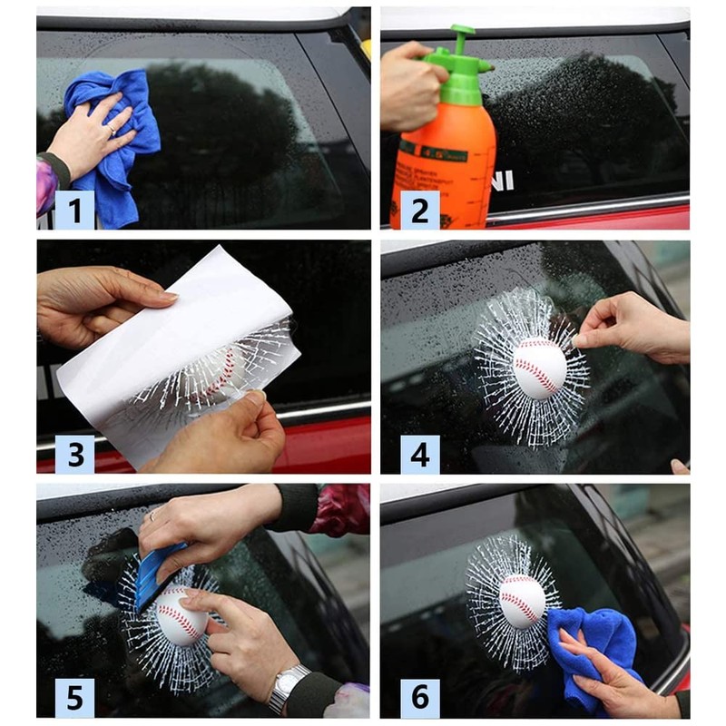 3D Prank Tricky Broken Glass Sticker Car Window Ball Hits
