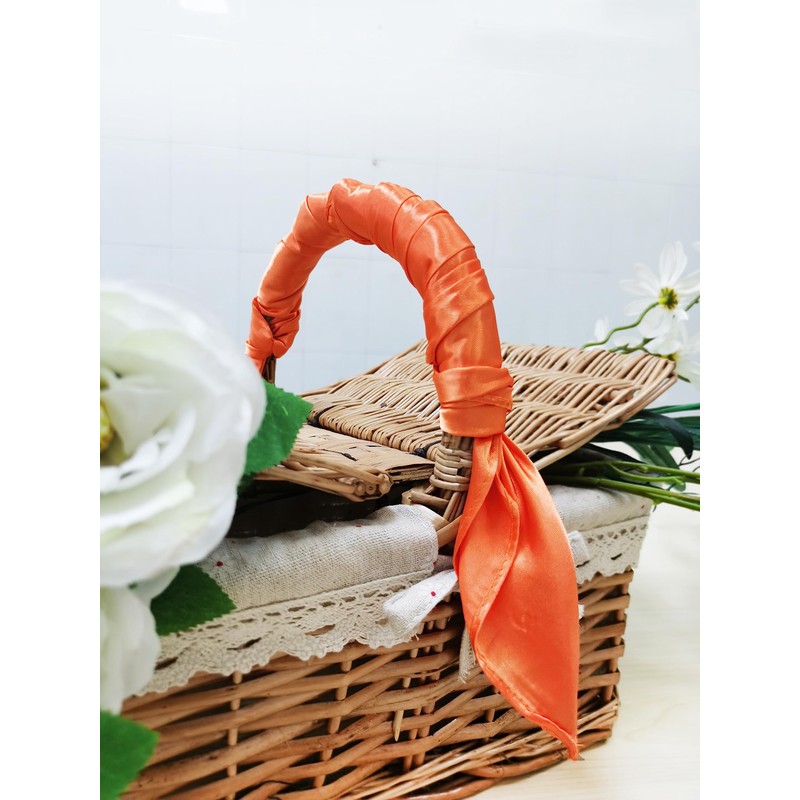 1 Piece of Orange Square Satin Scarf Wrap Neck Scarf