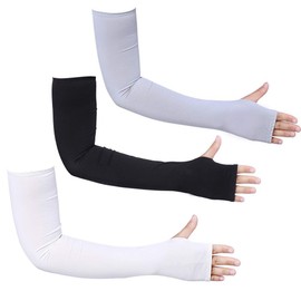 Bacophy 3 Pairs Arm Sleeves with Thumb Holes Women Men UV Protection Cooling, UPF 50 Compression Long Arm Cover