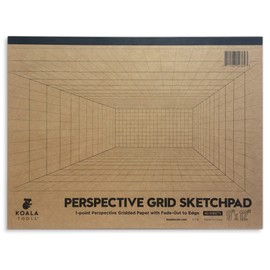 Koala Tools 1594893 Sphere Grid 40 Sheets Sketchpad 5 Point Perspective, 8.5 x 8.5 in.
