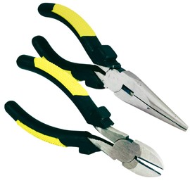 PLIER KING Heavy Duty 2-Piece 6-Inch Plier Set with Carrying Case | Sidecutter and Longnose Pliers | Comfortable Grip