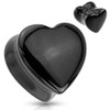 Pierced Owl - Natural Black Onyx Heart Shaped Saddle Plug