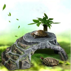 BCIUHD Reptile Habitat Burrows, Amphibians Lizards, Turtles, Snakes Climbing Hide and Play Climbing Platforms Aquarium Fish Tank Decoration