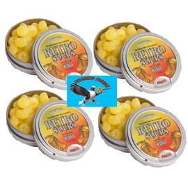 Retro Sours Hard Tangy Candy 4ct Mango Flavored Tins 8.48oz - Includes PITCHING PIGEON Brand Magnet