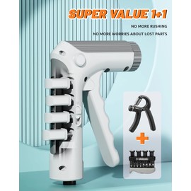 JGM 2-In-1 Hand Grip Strength Trainer with Finger Exerciser - Adjustable Forearm Strengthener with Counter for Injury Recovery, Physical Therapy and Muscle Building