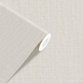 Yancorp 10ft Textured Fabric Cream Wallpaper Faux Grasscloth Beige Peel and Stick Self-Adhesive Linen Removable Wall Paper Cabinets Counter Top Liners
