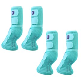 Harrison Howard Horse Fly Boots Perfect Contoured Fit Leg Guards Dense Mesh Boots with Ventilated Comfort Reliable Protection from Summer Elements Set of 4 Mint XL
