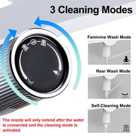 Kwok Wah Cold Water Non-Electric Bidet Attachment for Toilet, 3 Wash Modes, Self-Cleaning Nozzle, Adjustable Water Pressure, Feminine & Rear Wash, Easy Installation